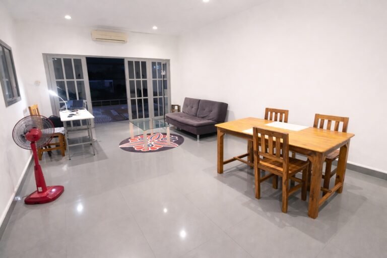 Dining area + Seating area + balcony doorway